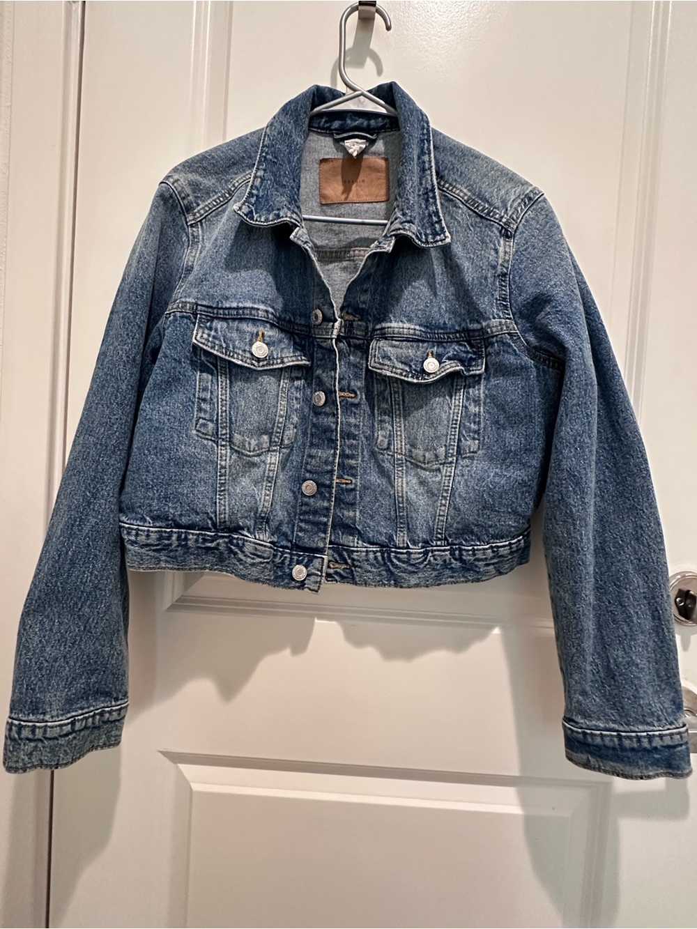 Adenim Classic Cropped Denim Jacket - Size L
